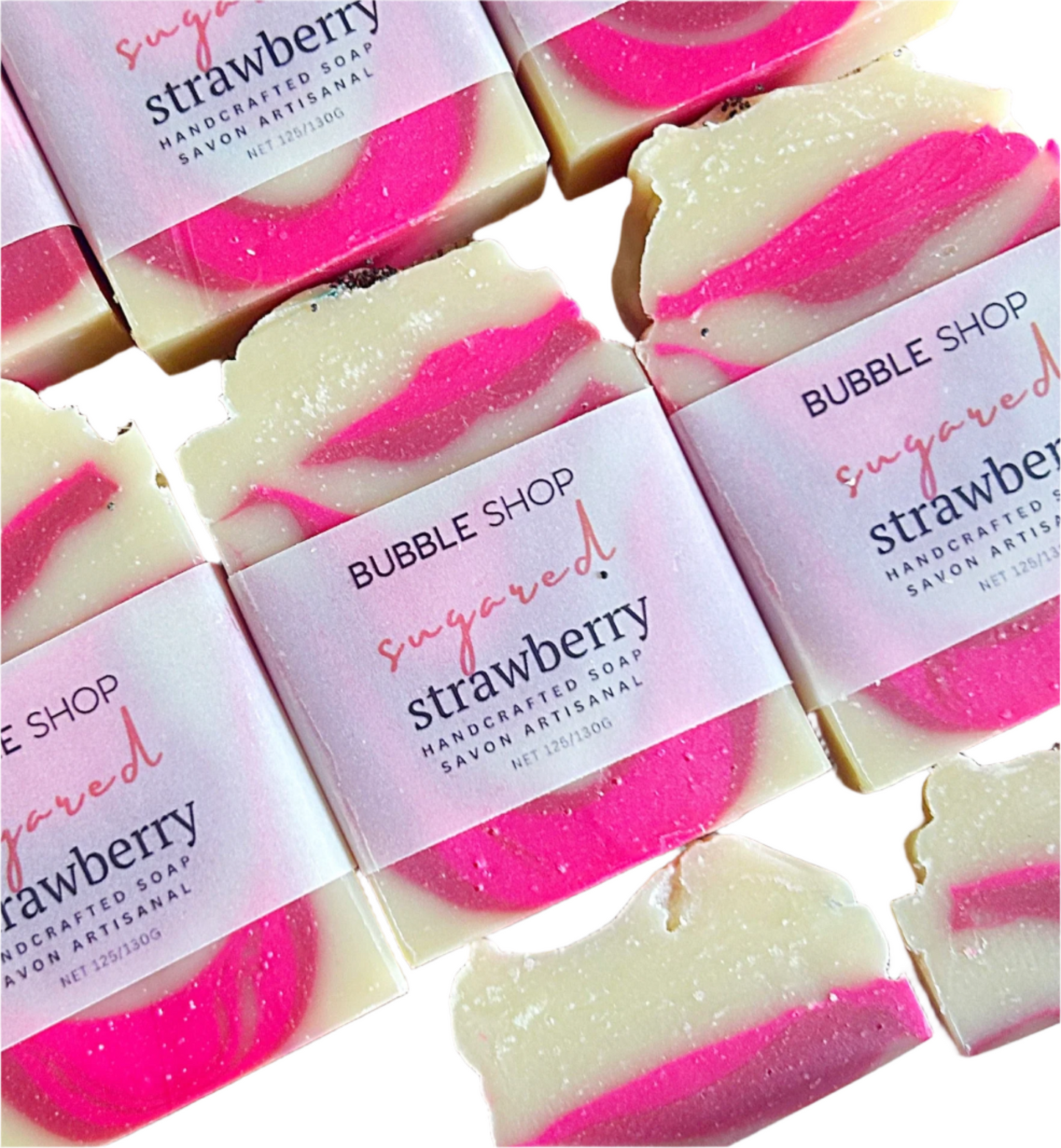 Grandes barres de savon au sucre et à la fraise