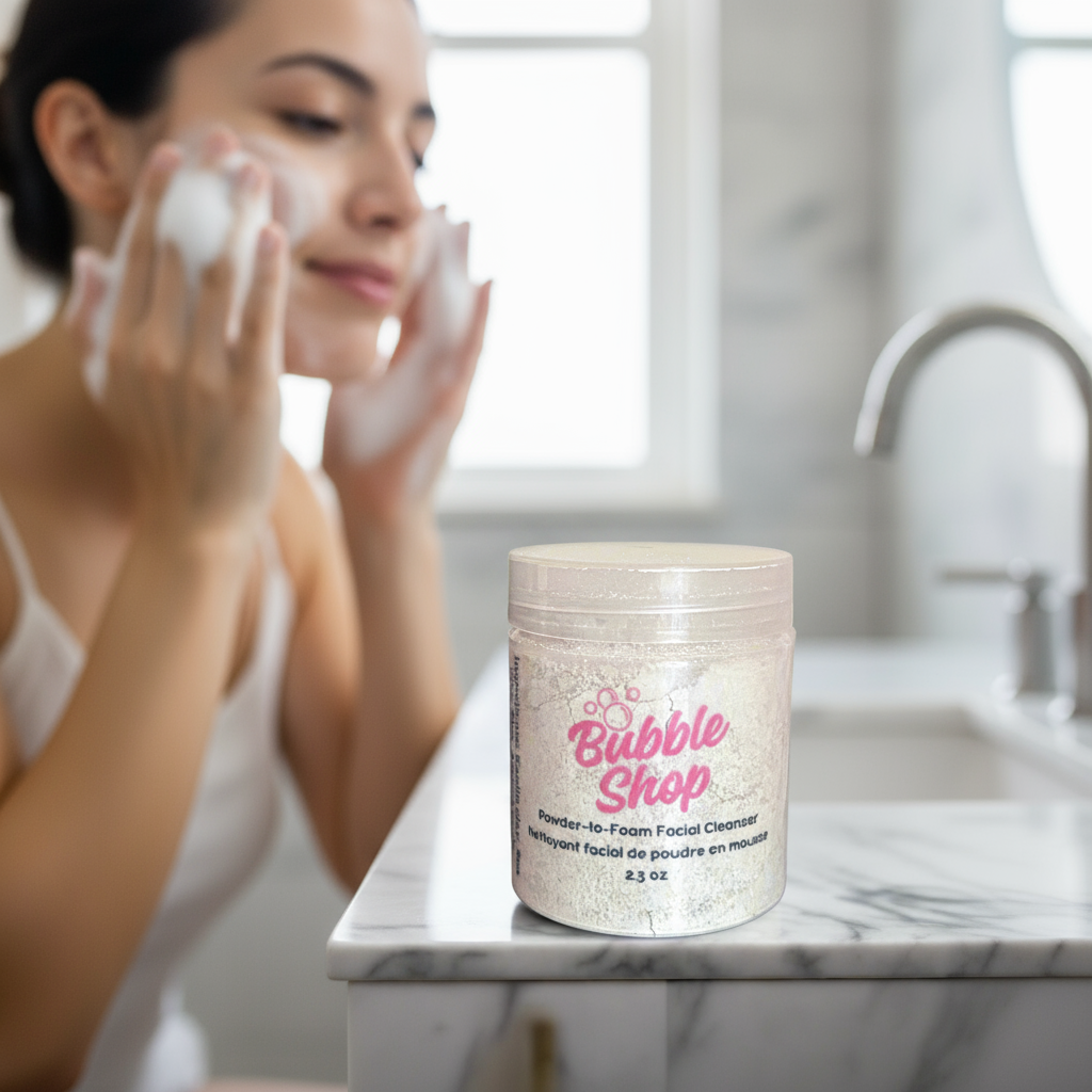 Powder-to-Foam Facial Cleanser-Exfoliating & Detoxifying with Apricot Seeds, Sea Clay, Kaolin Clay & Calendula