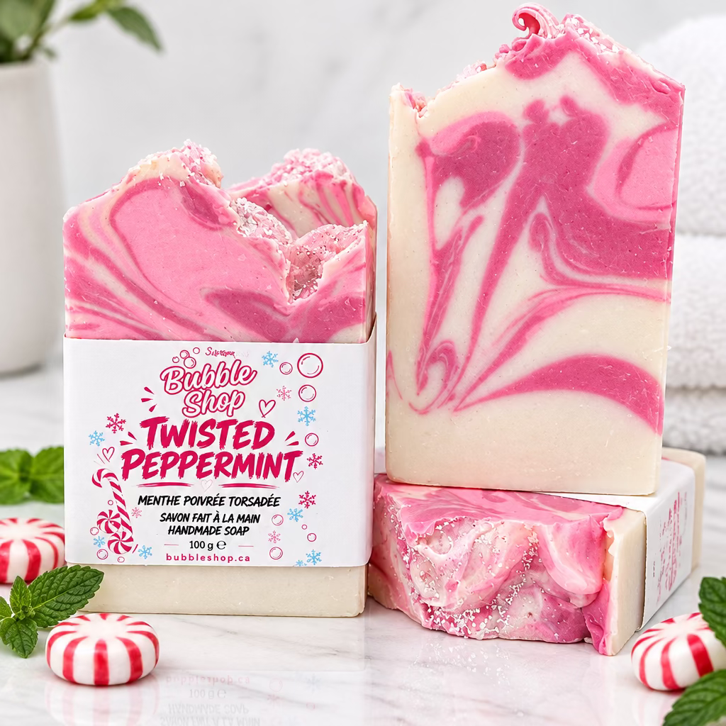 Savon artisanal à la menthe poivrée torsadée