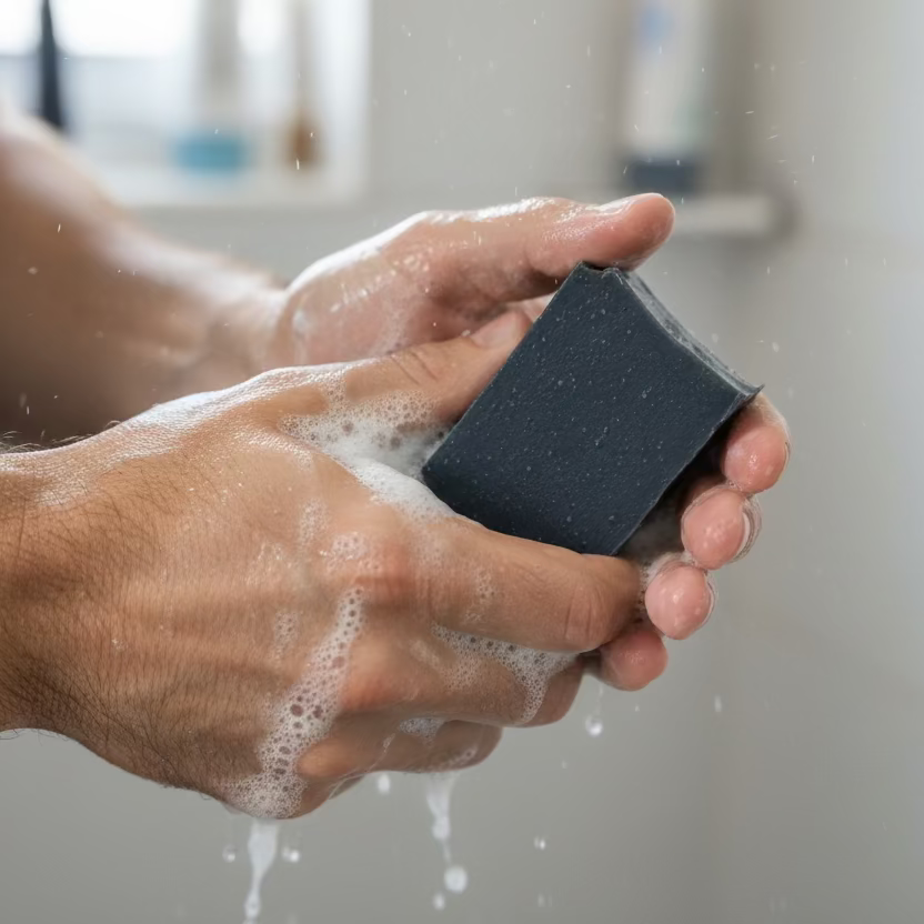 Lavender charcoal soap handmade in Laval Quebec Canada