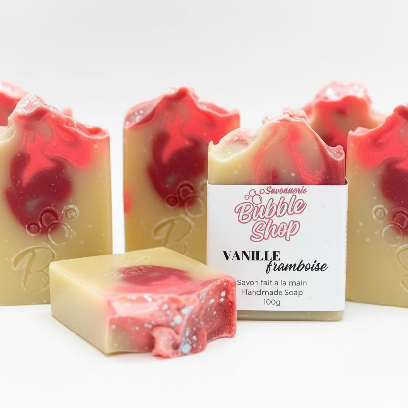 Savon artisanal framboise vanille