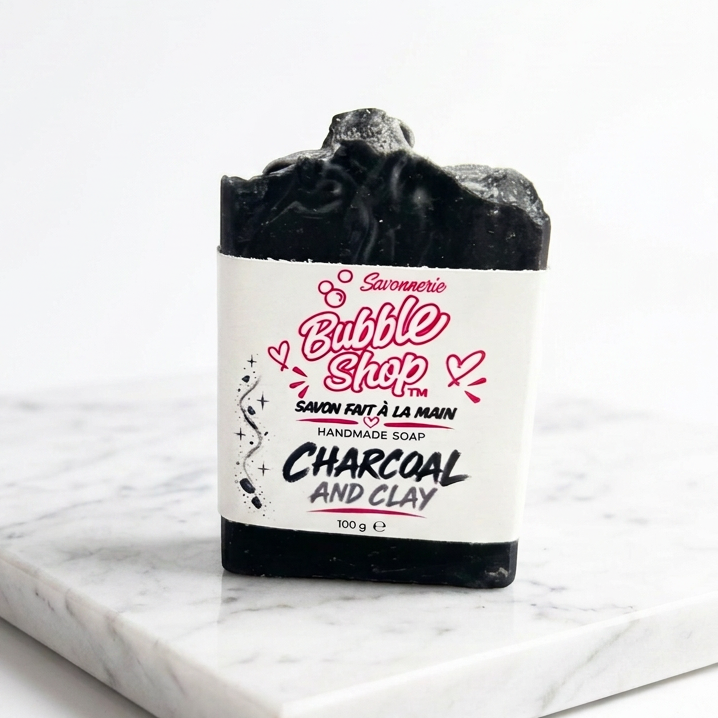 Savon artisanal au charbon et à l'argile pour le visage et le corps
